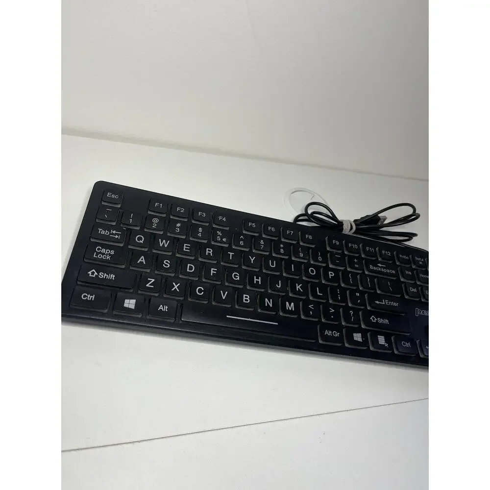 Perixx PERIBOARD-317 Wired Backlit USB Keyboard Big Print Letter with White Ill